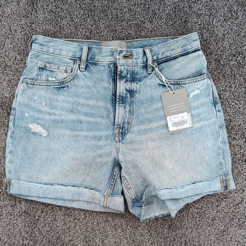 Everlane Blue Jean Shorts Distressed Cut-Off Style